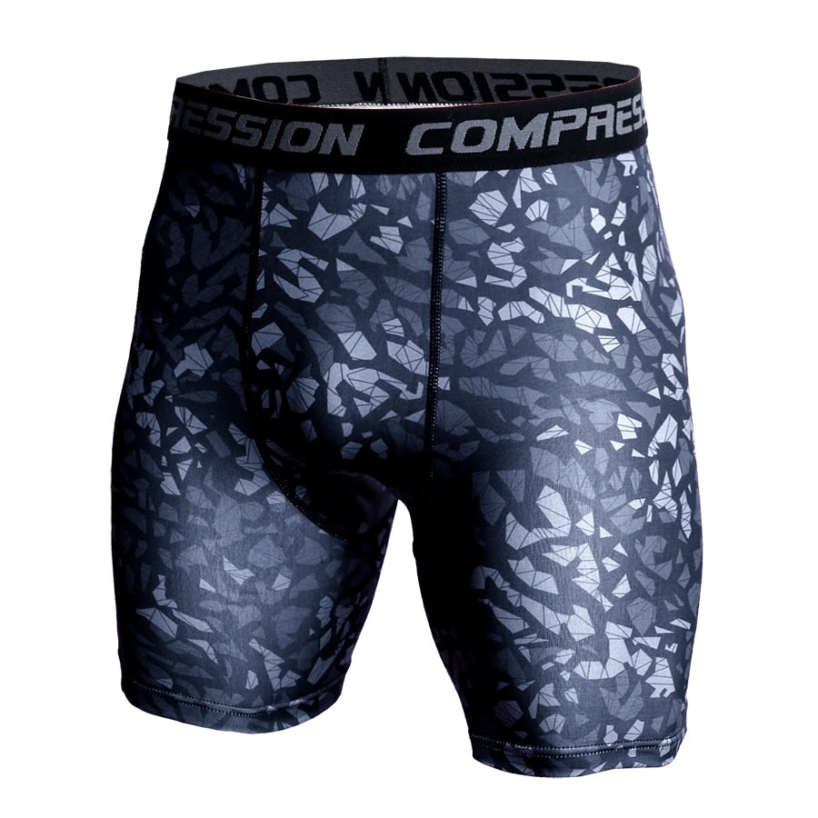 Men Compression Under Layer Short Pants Fashion 3D Print Camouflage Athletic Tights Shorts Bottoms Skinny Shorts Men Bottom