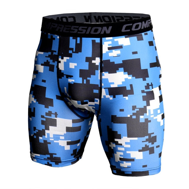 Men Compression Under Layer Short Pants Fashion 3D Print Camouflage Athletic Tights Shorts Bottoms Skinny Shorts Men Bottom