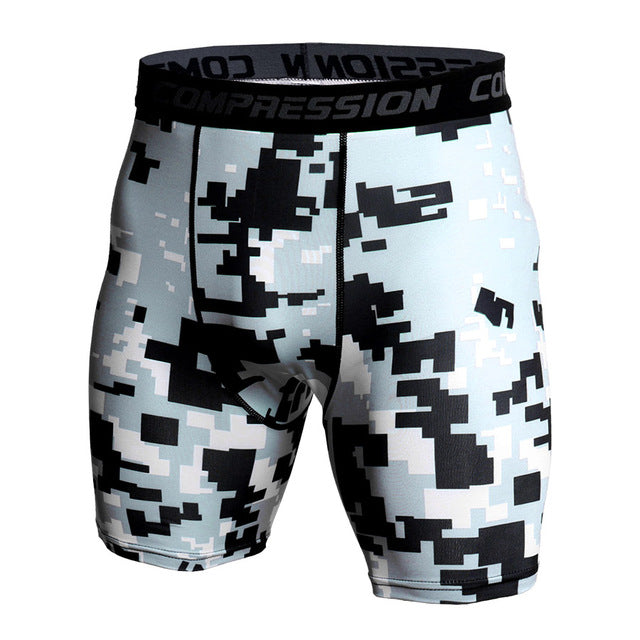 Men Compression Under Layer Short Pants Fashion 3D Print Camouflage Athletic Tights Shorts Bottoms Skinny Shorts Men Bottom