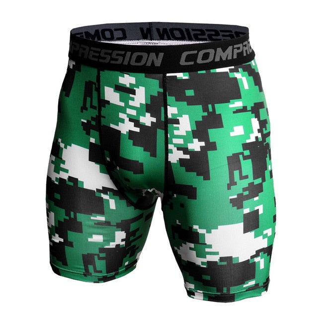 Men Compression Under Layer Short Pants Fashion 3D Print Camouflage Athletic Tights Shorts Bottoms Skinny Shorts Men Bottom