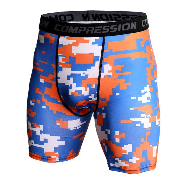 Men Compression Under Layer Short Pants Fashion 3D Print Camouflage Athletic Tights Shorts Bottoms Skinny Shorts Men Bottom