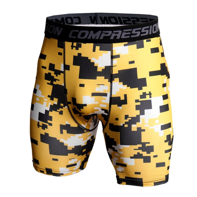 Men Compression Under Layer Short Pants Fashion 3D Print Camouflage Athletic Tights Shorts Bottoms Skinny Shorts Men Bottom