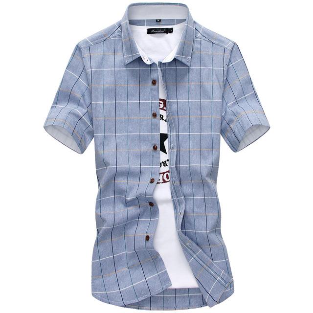 Plaid shirts Men 2019 New Fashion 100% Cotton Short Sleeved Summer Casual Men Shirt  camisa masculina Mens Dress Shirts