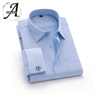 15XL 12XL 9XL Big Size French Cuff Shirt Slim Fit Casual Shirts Brand New Camisa Masculina Long Sleeve French Cuff Dress Shirts